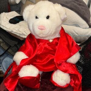 BUILD-A-BEAR White Teddy Bear in Red Outfit